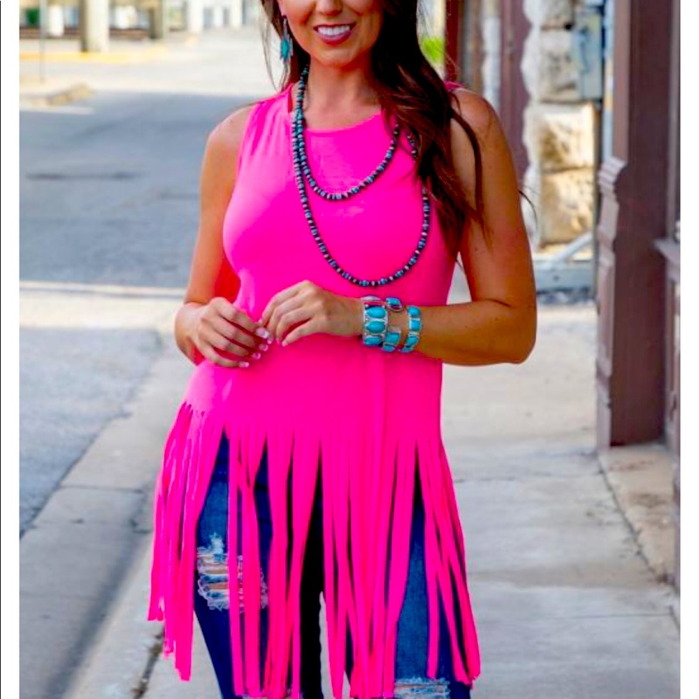 Pink Fringe Top